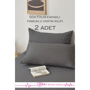2 Adet | Lüks Pamuklu Yastık Kılıfı 50X70 Kapaklı Model, Pamuklu Yastık Kılıfı