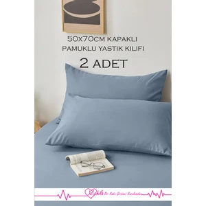 2 Adet | Lüks Pamuklu Yastık Kılıfı 50X70 Kapaklı Model, Pamuklu Yastık Kılıfı