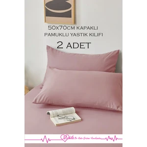 2 Adet | Lüks Pamuklu Yastık Kılıfı 50X70 Kapaklı Model, Pamuklu Yastık Kılıfı