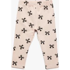 Fiyonk Detaylı Beli Lastikli Pamuklu Uzun Tayt