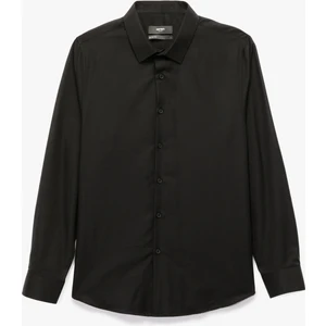 Slim Fit Yarım Italyan Yaka Uzun Kollu Gömlek