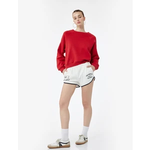 Pamuklu Bisiklet Yaka Şardonlu Sweatshirt