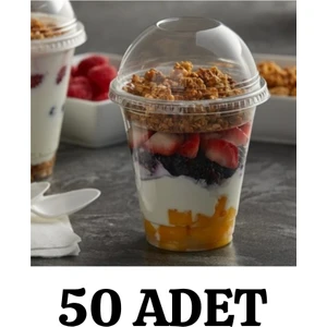 Plastik Milkshake Bardağı 50'li Kapaklı Içecek Şeffaf Meşrubat Bardağı Cup 350 Cc(Ml)