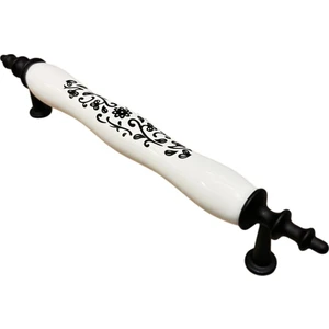 Porselen Kulp 128MM(12.8CM) Siyah Sarmaşık Ayak Siyah Mobilya Çekmece Kapak Kulbu