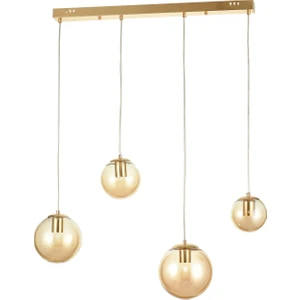 Pigaro 4 lü Yemek Masası Üstü Bal Renk Camlı Modern Sarkıt Avize - (Gold Kaplama)