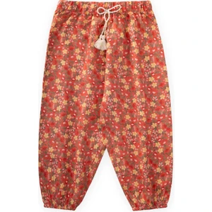 Desenli Bilek Boy Şalvar 3-9 Yaş Yavruağzı