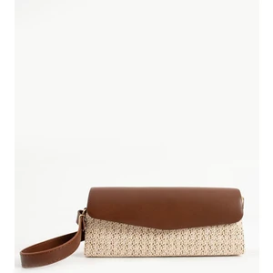 Volly Hasır Kadın El ve Omuz Çantası Kahverengi