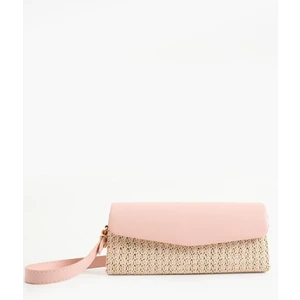 Volly Hasır Kadın El ve Omuz Çantası Pembe