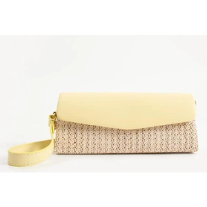 Volly Hasır Kadın El ve Omuz Çantası Sarı