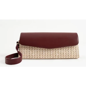 Volly Hasır Kadın El ve Omuz Çantası Bordo