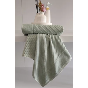 Yumuşak %100 Pamuk El Havlusu 50X90 cm - 2'li Geometrik Havlu Seti - Yeşil