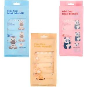 Mini Cep Islak Mendil - Pembe - Mavi - Sarı