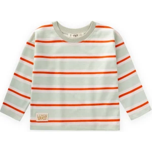 Çizgili Mevsimlik T-Shırt 1-10 Yaş Mint Turuncu Çizgili