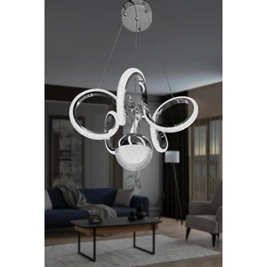 Kıvrım Tekli Fanus Top Simli Slikonlu Modern Oturma LED Avizesi