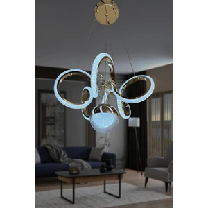 Kıvrım Tekli Fanus Top Simli Slikonlu Modern Oturma LED Avizesi