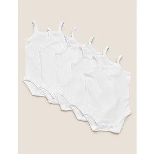 Marks & Spencer Saf Pamuklu 5'li Askılı Bodysuit (0-3 Yaş)
