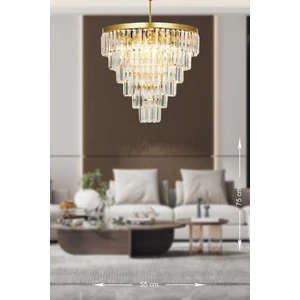 Linsa 55 Cm'lik Kristal Cam Taşlı Lüks Avize - (sarı Yaldız)