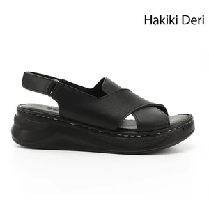Gön Hakiki Deri Dolgu Taban Kadın Sandalet 42087