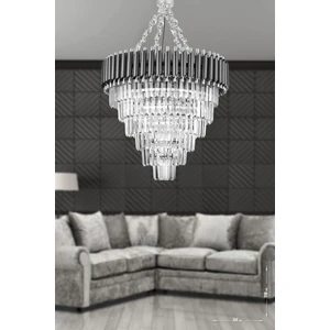 Palmira 60 Cm'lik Kristal Taşlı Lüks Avize 6'lı - (siyah-krom)