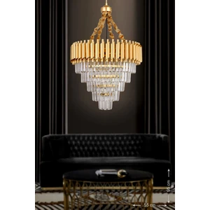 Palmira 55'lik Kristal Taşlı Lüks Avize - (sarı-yaldız)