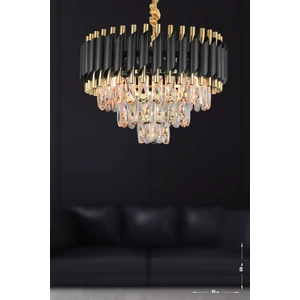 Palmira 45'lik Prizma Kesim Kristal Taşlı Lüks Avize - (siyah-gold)