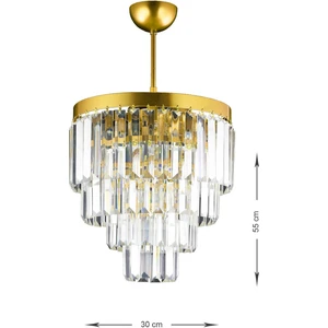 Linsa 35 Cm'lik Kristal Cam Taşlı Lüks Avize - (SARI YALDIZ)