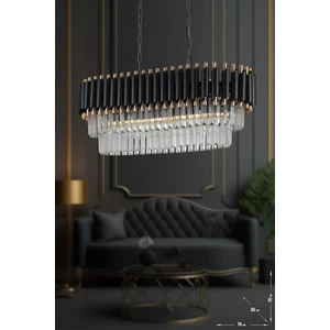 Palmira 75x35 Cm Kristal Taşlı Lüks Yemek Masası Üstü Avize 6'lı - (siyah-gold)
