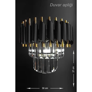 Palmira Kristal Taşlı Lüks Aplik - (SİYAH-GOLD)