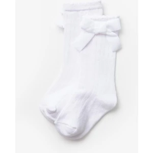 Beyaz  Kadife Fiyonklu Kız Çocuk Çorap