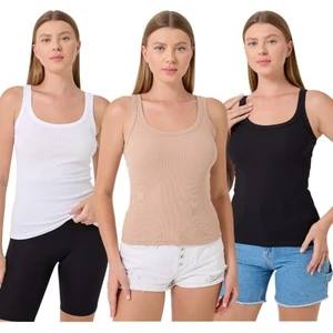 Çift Ip Askılı Kaşkorse 3 Lü Set Fitilli Görünümlü Basic Kadın Atlet