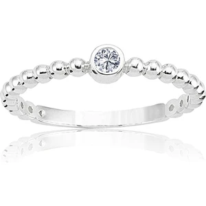 Fasek Gold Gümüş Yüzük - 0.20 Karat Güverseli 925 Ayar Gümüş Tektaş Yüzük - Hediyelik Tektaş Gümüş Yüzük