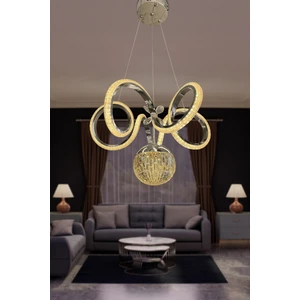 Kıvrım Tekli  Kristal Top Simli  Slikonlu Modern Oturma LED Avizesi