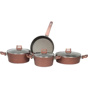 Orkide Bakır 7 Parça Tencere Seti