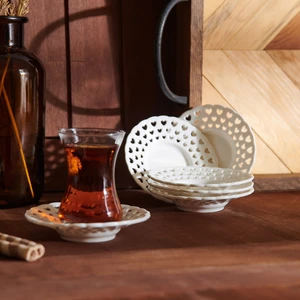 6'Lı Porselen Çay Tabağı