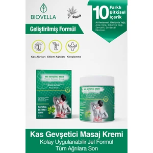 Biovella Kozmetik Kas Gevşetici Masaj Kremi Ağrı Giderici Etki 150 ml Kolay Uygulama İçin Jel Formül