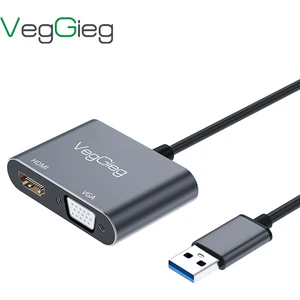 Veggieg Usb-A To 4K 30Hz HDMI ve 1080P 60Hz VGA Görüntü Çevirici Kablo