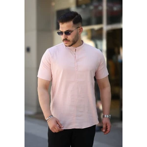 Kısa Kol Hakim Yaka Keten Gömlek
