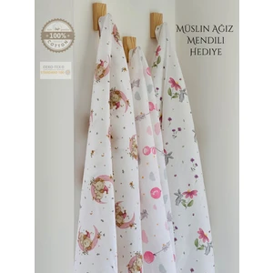 Fulya Tuhafiye Ftbabycollection Pamuk Müslin Bebek Battaniyesi 3'lü Set Oeko- Tex Sertifikalı Müslın örtü 80 x 90  cm