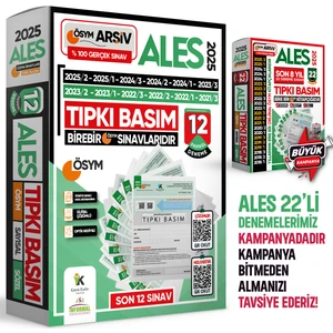 2025 ALES ÖSYM Tıpkı Basım Çıkmış Soru 12li Deneme Paketi Video ve Dijital Çözümlü Türkiye Geneli