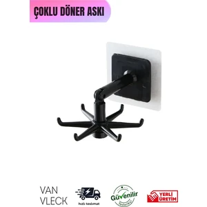 360° Döner 6 Kancalı Askı – Mutfak ve Banyo Için Havlu, Kepçe, Tava Askılığı, Pratik Organizer