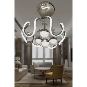 Arya Fanus 4 Toplu Simli Slikonlu Yüksek (Işık) Modern Salon LED Avizesi