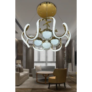 Arya Fanus 4 Toplu Simli Slikonlu Yüksek (Işık) Modern Salon LED Avizesi