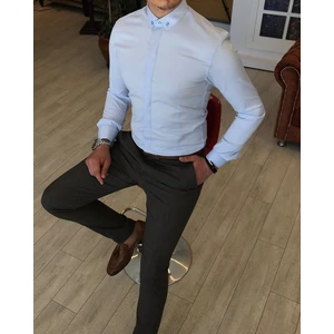Terzi Adem Italyan Kesim Slim Fit Erkek Küçük Yaka Gömlek Buz Mavisi T4799