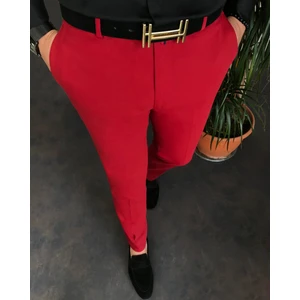 Terzi Adem Italyan Stil Slim Fit Erkek Kumaş Pantolon Kırmızı T5252