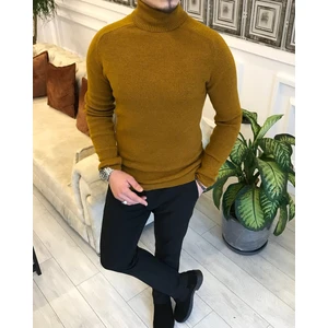 Terzi Adem İtalyan Stil Triko Balıkçı Yaka Boğazlı Kazak Taba T3929