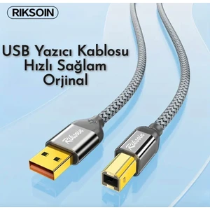 3-Metre Usb-A To Usb-B  2.0 Yazıcı Kablosu Ce Lisanslı Hasır Örgülü Sağlam Kablo