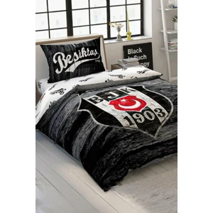 Lisanslı Beşiktaş Wooden Logo Tek Kişilik Nevresim Takımı
