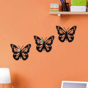 Dekoratif Kelebek Duvar Rafı Seti | 3 Parça Ahşap Mdf Raf | Siyah Renk | 14X8 cm Mini Raf