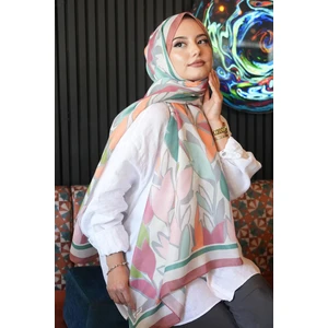 Yaprak Desen Gül Kurusu Soft Pamuk Şal