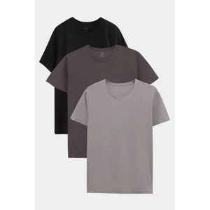 Ds Damat Slim Fit Siyah/antrasit/gri 3'lü T-Shirt 4HC14ORTBN533